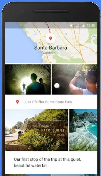 Google Photos describing a trip